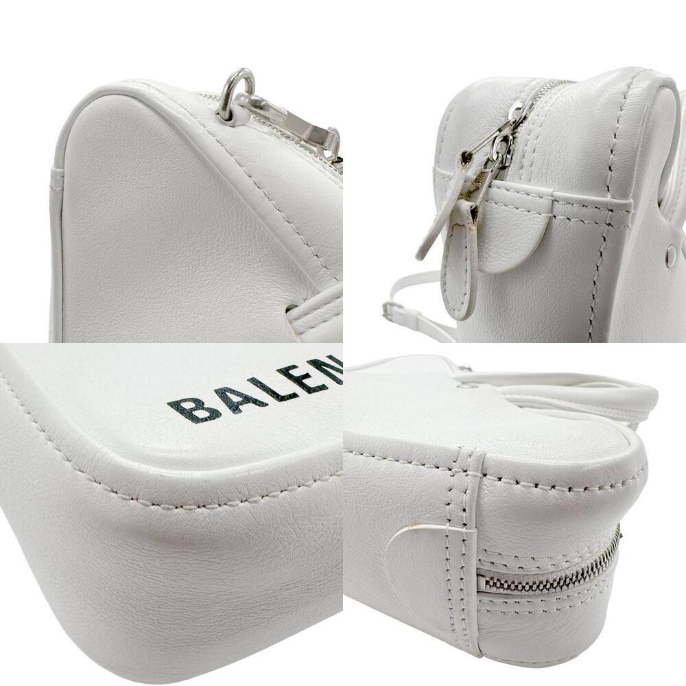 Balenciaga Leather Triangle Duffle Shoulder Bag XS White Handbag - Picture 3 of 4
